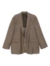 Emporio Armani Check-pattern Blazer In Brown