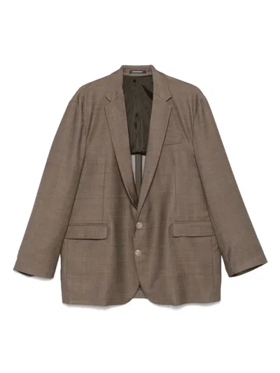 Emporio Armani Check-pattern Blazer In Brown