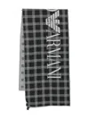 Emporio Armani Check-pattern Logo Scarf In Black