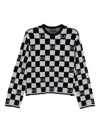 Emporio Armani Jacquard Chenille Jumper With Pattern In Black