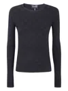 Emporio Armani Check-pattern Long-sleeve Sweater In Black