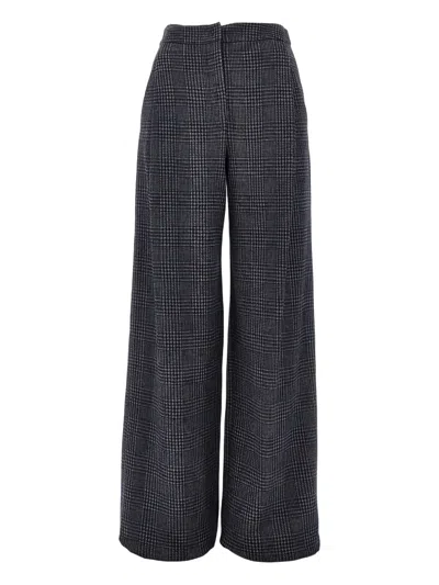 Emporio Armani Check-pattern Trousers In Gray