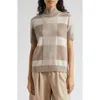 Emporio Armani Check Wool And Cashmere Sweater In Solid Medium Beige
