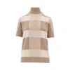 Emporio Armani Check Wool And Cashmere Sweater In Beige