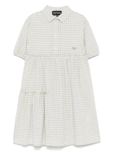 Emporio Armani Kids' Checked Dress In Green