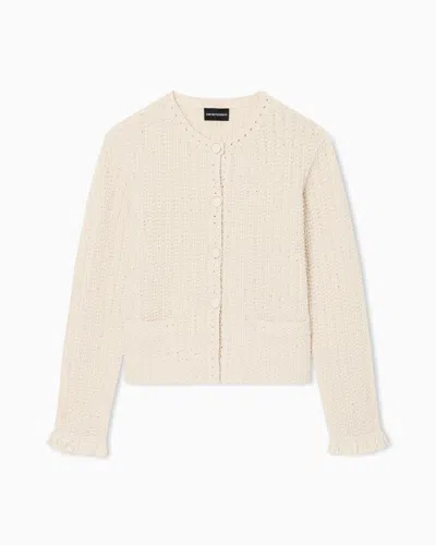 Emporio Armani Checked Jacket With Fringes In Pink