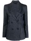 Emporio Armani Checked Pattern Double Breasted Blazer In 蓝色