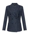 Emporio Armani Wool Blend Double-breasted Blazer Jacket In Black