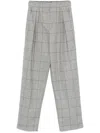 Emporio Armani Cotton And Linen Blend Checkered Trousers In Grey