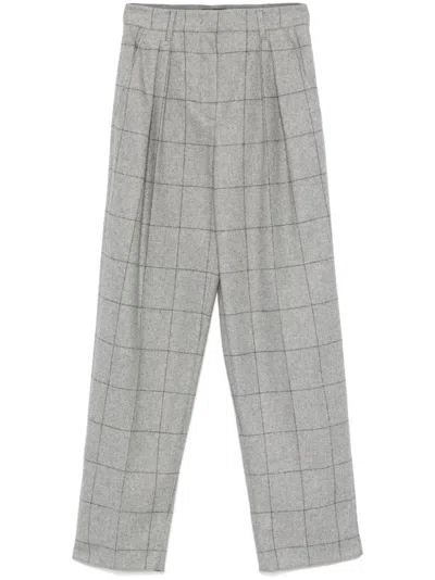 EMPORIO ARMANI PLEATED CHECKED TROUSERS