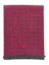Emporio Armani Houndstooth Jacquard Wool Scarf In Red