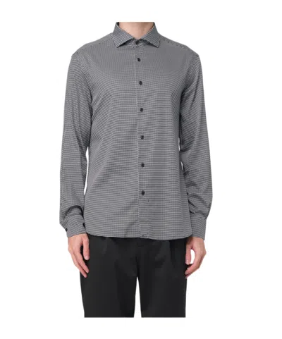 Emporio Armani Checked Shirt In Gray