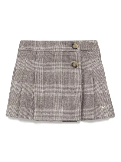 Emporio Armani Kids' Checked Skirt In Beige
