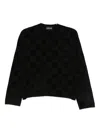 Emporio Armani Check Crewneck Sweater In Brown