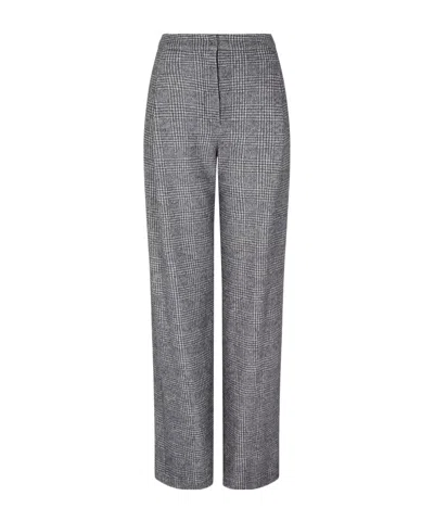 Emporio Armani Checked Wool Casual Pants In Gray