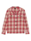 Emporio Armani Oversized Shirt In Tartan Virgin-wool Flannel In Red