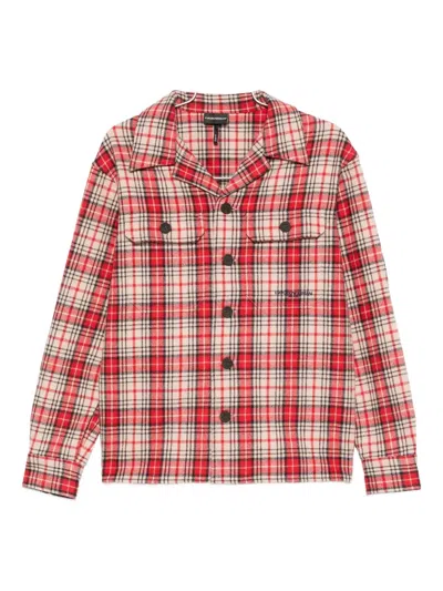 Emporio Armani Checked Wool Shirt In Multi