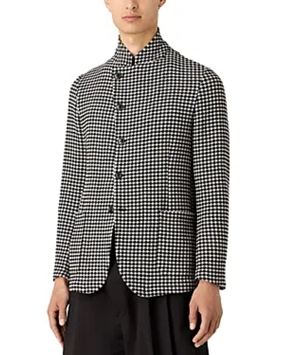 Emporio Armani Checkerboard Band Collar Jacket In Soild Medium