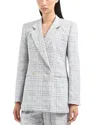 Emporio Armani Double-breasted Check Blazer In Light Grey