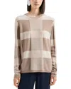 Emporio Armani Plaid Long-sleeve Knitted Top In Beige