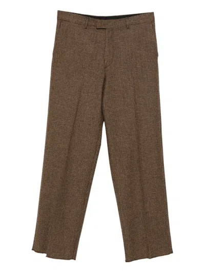 Emporio Armani Checkered Trousers In Brown