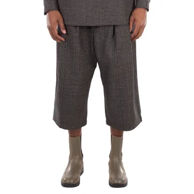 Emporio Armani Checkered Wide-leg Cropped Trousers In Purple