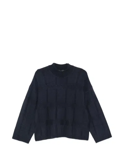 Emporio Armani Long-sleeve Solid-color Crew-neck Casual Pullover Sweater For Work In Blue