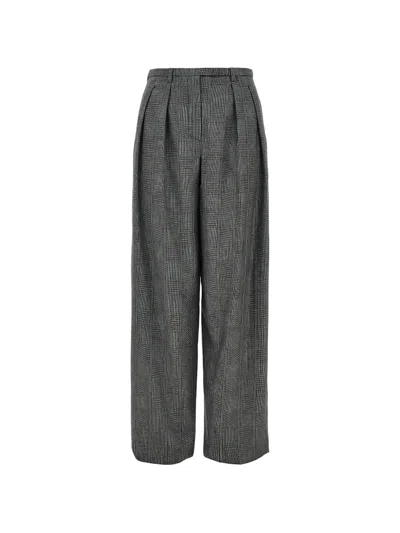 Emporio Armani Check-pattern Pleated Tailored Trousers In Gray