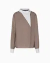 Emporio Armani Chemise À Fermeture Décentrée En Mousseline Fluide In Brown