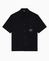 Emporio Armani Chemise Over À Manches Courtes En Nylon Seersucker In Black