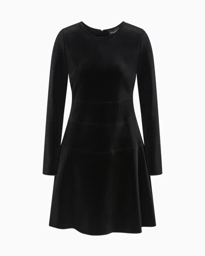 Emporio Armani Chenille Jersey Dress In Black