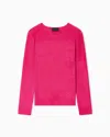Emporio Armani Chenille Jumper With Embossed Irregular Chevron Motif In Pink