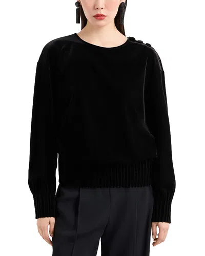 Emporio Armani Chenille Pullover Sweatshirt In Black