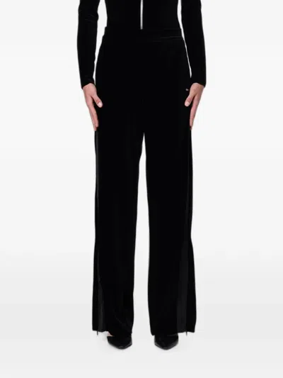 Emporio Armani Chenille Straight-leg Pants In Black