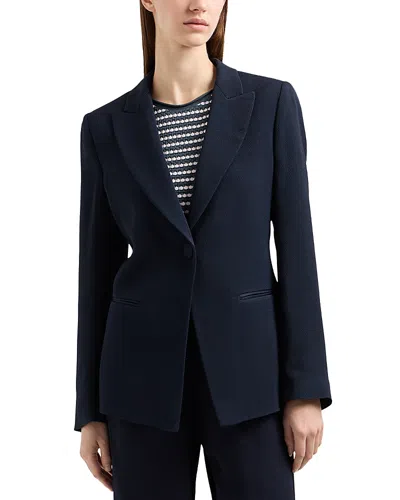Emporio Armani Icon Chevron Cady Single-breasted Jacket In Blue