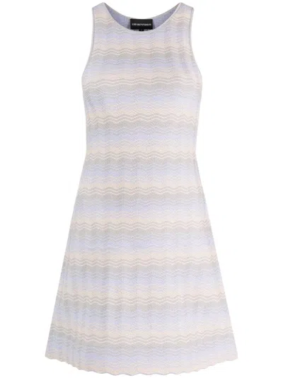Emporio Armani Chevron Jacquard Minidress In Grey