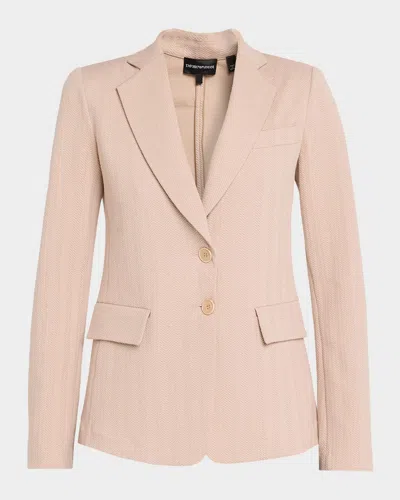 Emporio Armani Chevron Jersey Single-breasted Jacket In Pink