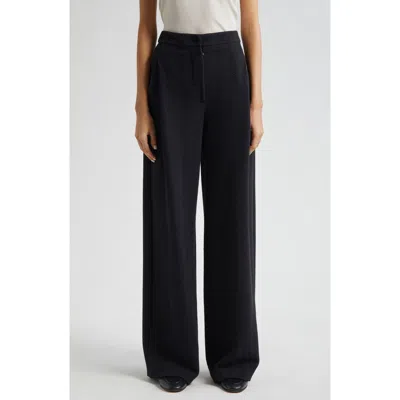 Emporio Armani Chevron Jersey Straight Leg Trousers In Solid Black