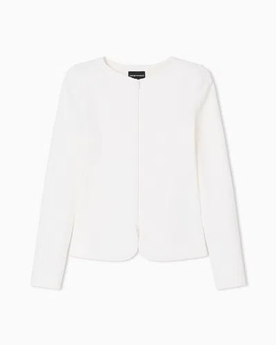 EMPORIO ARMANI CHEVRON MOTIF JERSEY ZIP-UP JACKET