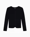 Emporio Armani Chevron Motif Jersey Zip-up Jacket In Black