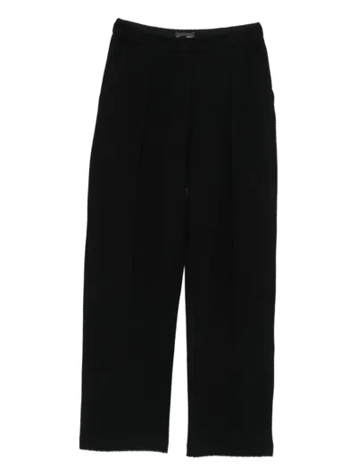 Emporio Armani Chevron-motif Pleated Straight Trousers In Black
