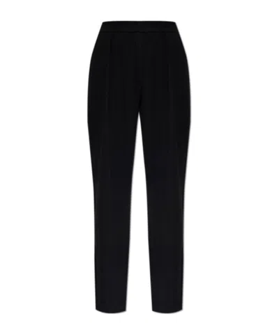 EMPORIO ARMANI CHEVRON-MOTIF PLEATED STRAIGHT TROUSERS