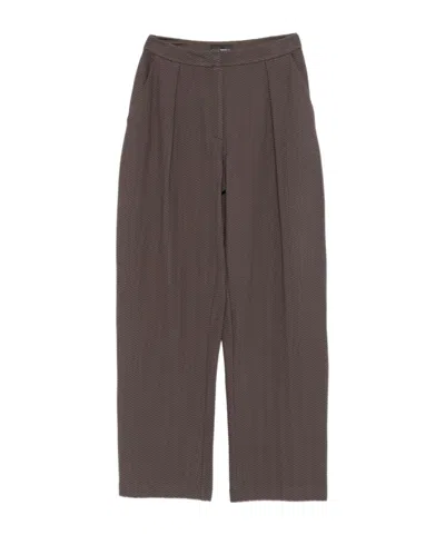 EMPORIO ARMANI CHEVRON-MOTIF PLEATED STRAIGHT TROUSERS