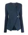 Emporio Armani Chevron-pattern Button-fastening Blazer In Blue