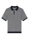 Emporio Armani Icon Polo-collar Jumper In Chevron-motif Jacquard In Multi