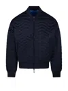 Emporio Armani Chevron-quilted Zipped Reversible Jacket In Blue