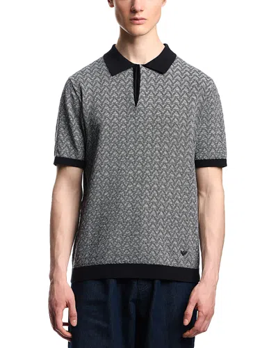 EMPORIO ARMANI CHEVRON REGULAR FIT SHORT SLEEVE POLO SWEATER