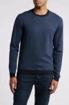 Emporio Armani Wool Chevron Jacquard Regular Fit Sweater In Fancy Blue
