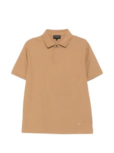 Emporio Armani Cotton Polo Shirt Short Sleeves Collar In Brown