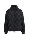 Emporio Armani Velvet High Neck Long Sleeve Oversized Down Coat In Black